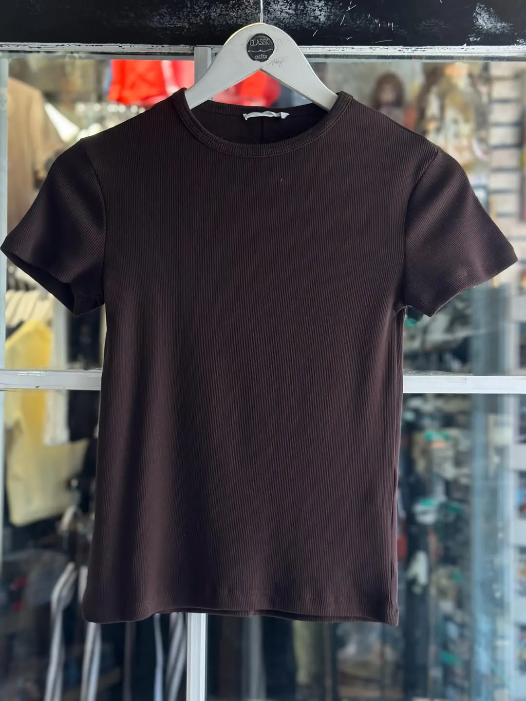 Light Blue Ribbed Short Sleeve T-Shirt
