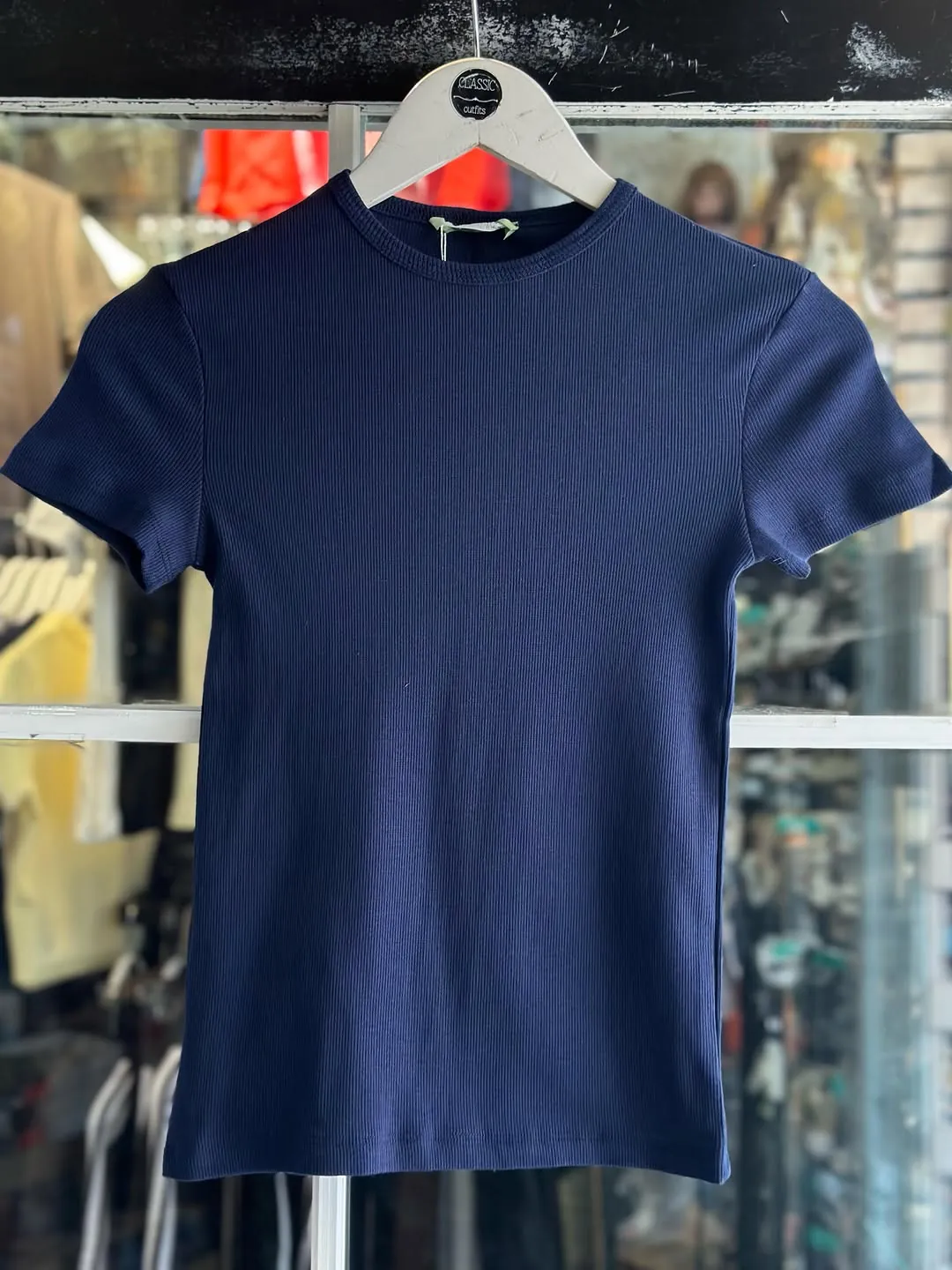 Light Blue Ribbed Short Sleeve T-Shirt