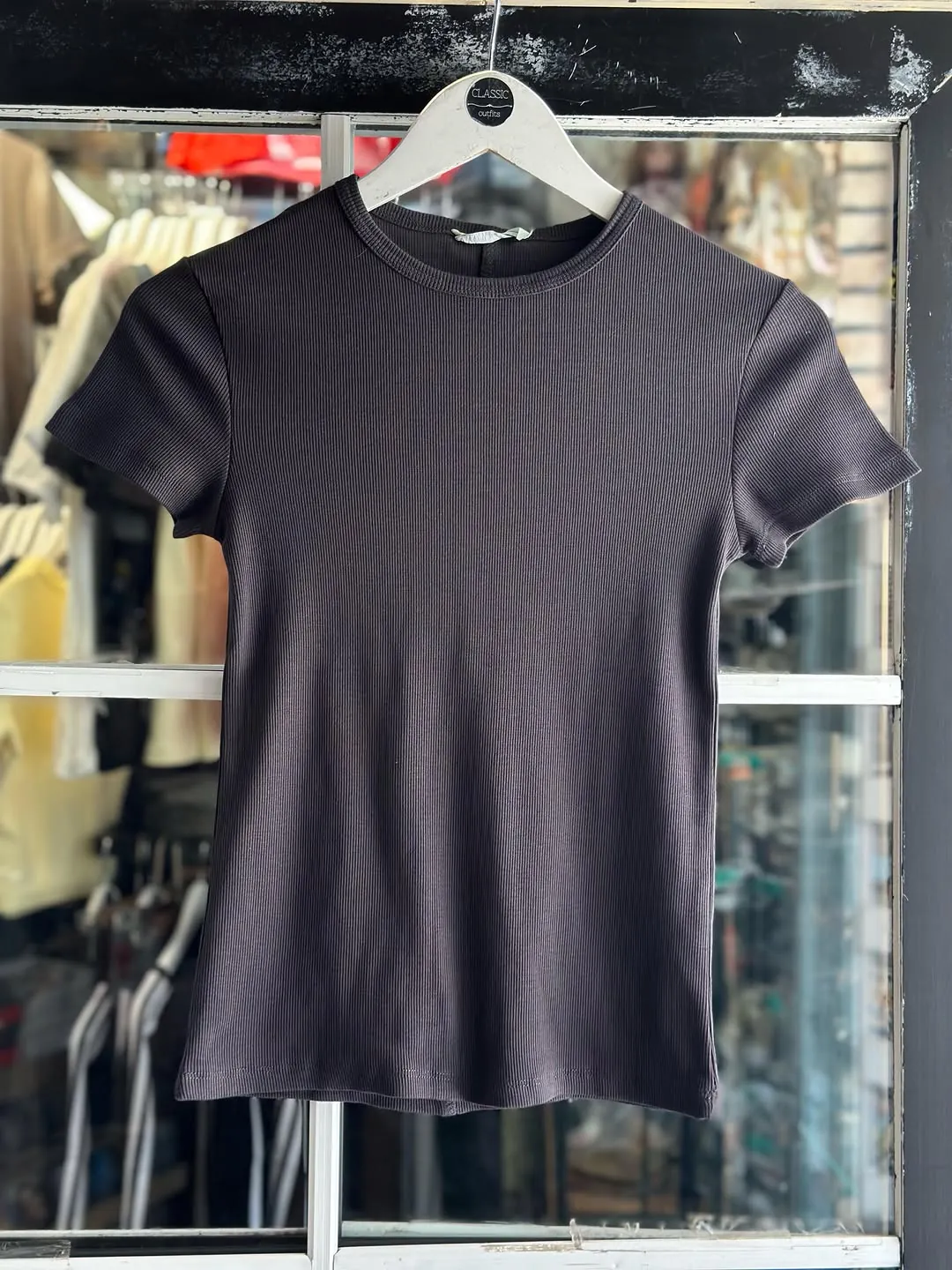 Light Blue Ribbed Short Sleeve T-Shirt