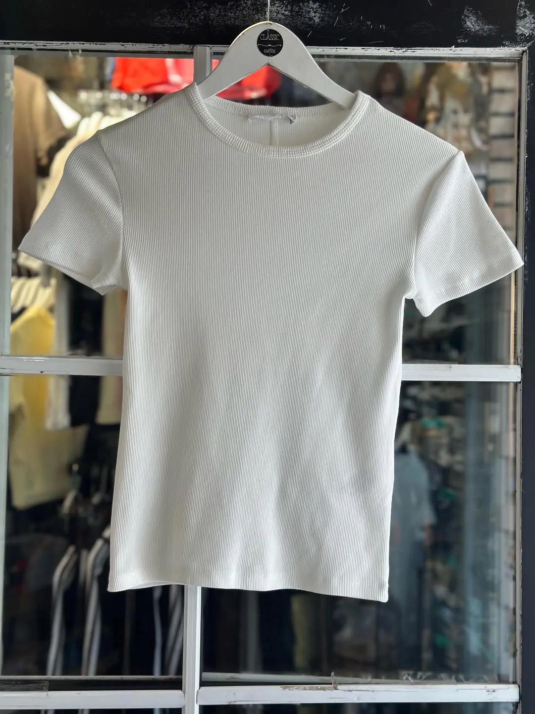 Light Blue Ribbed Short Sleeve T-Shirt