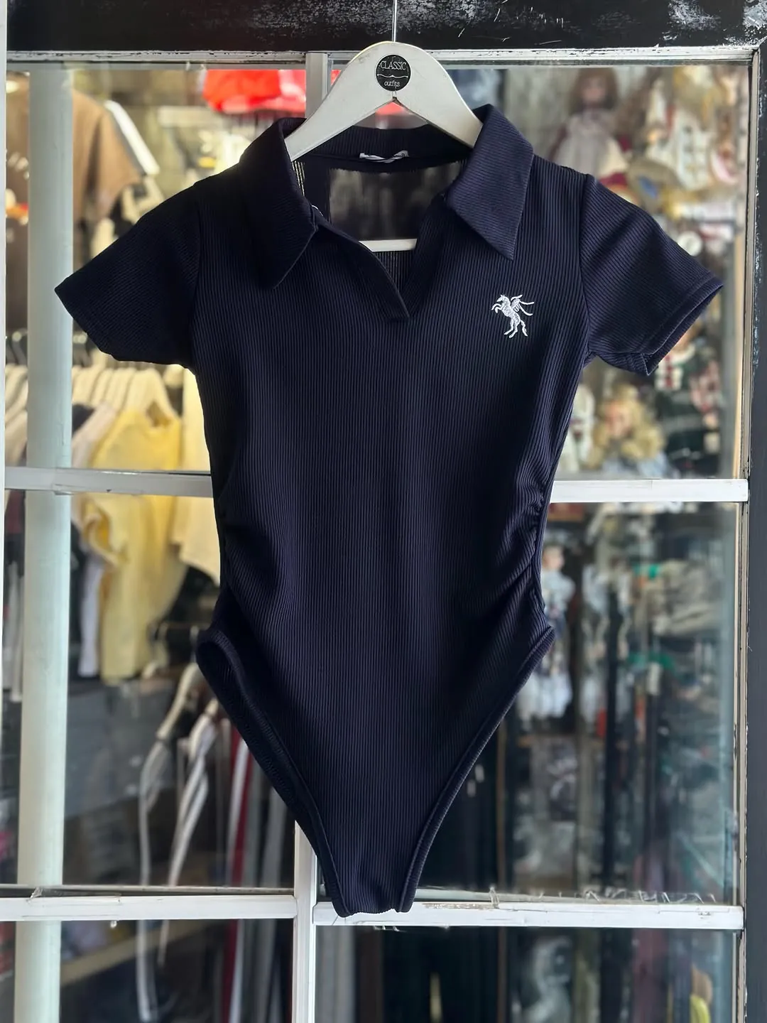 Maroon Ribbed Polo Bodysuit