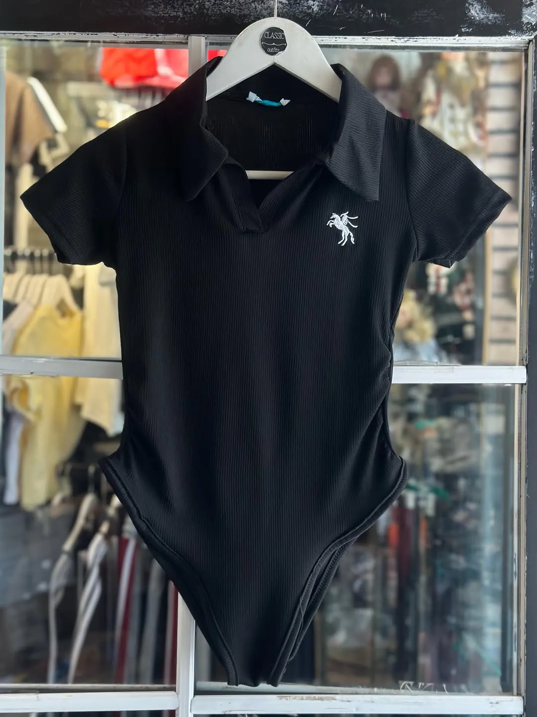 Maroon Ribbed Polo Bodysuit