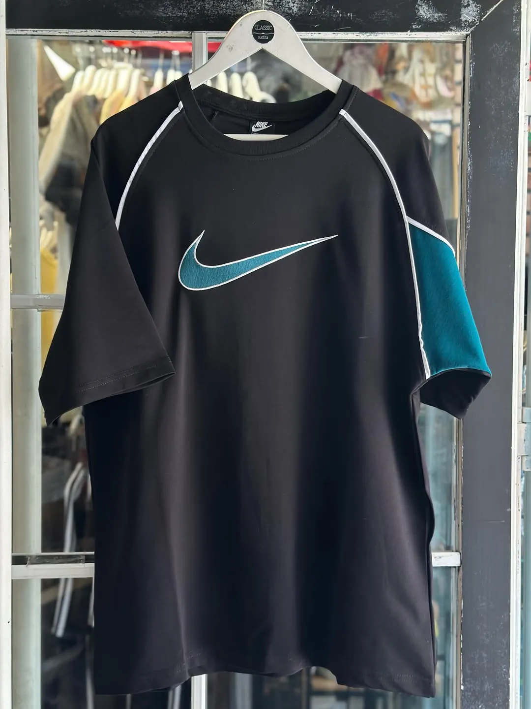 Nike White Raglan T-Shirt with Orange Swoosh