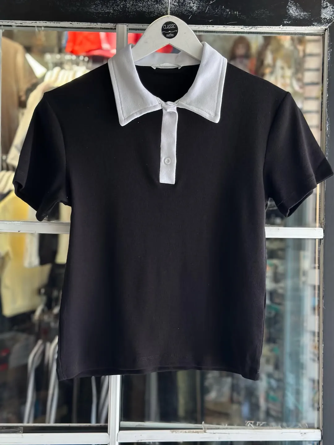 Brown Polo Shirt with White Collar