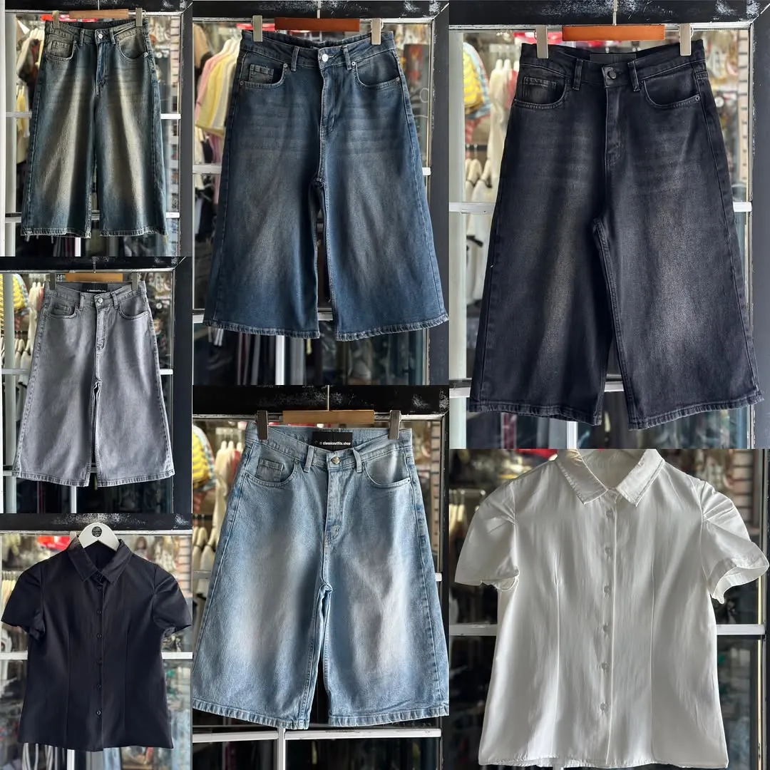 Denim Shorts and Button-Up Shirts