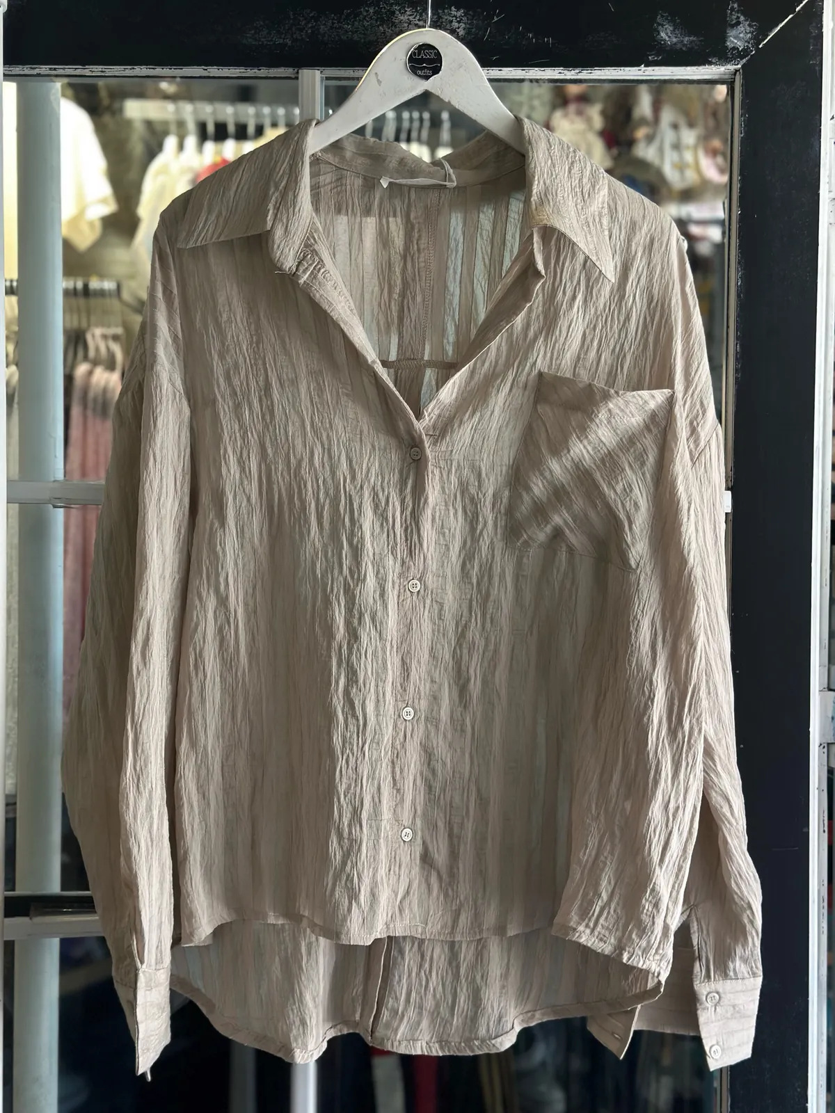 Beige Button-Down Shirt