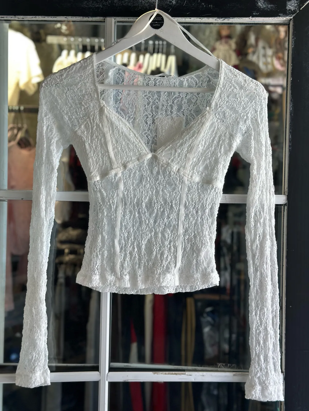 White Lace Long Sleeve Top