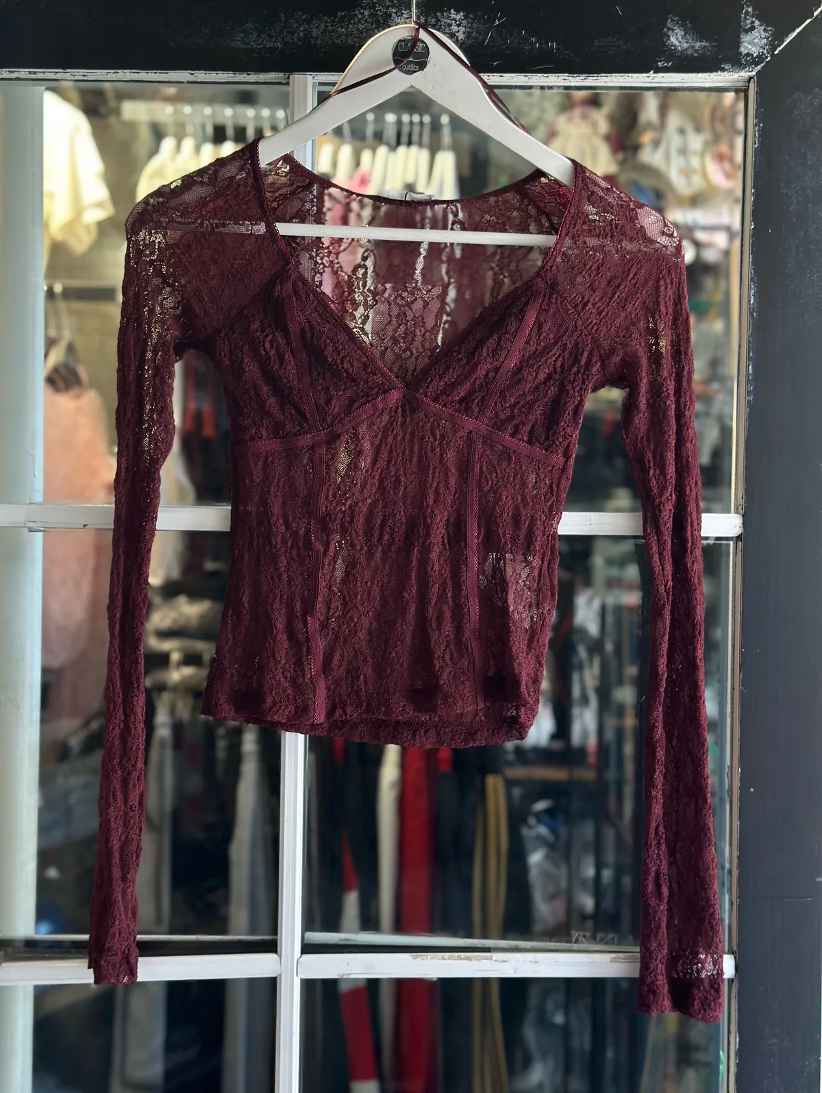 White Lace Long Sleeve Top