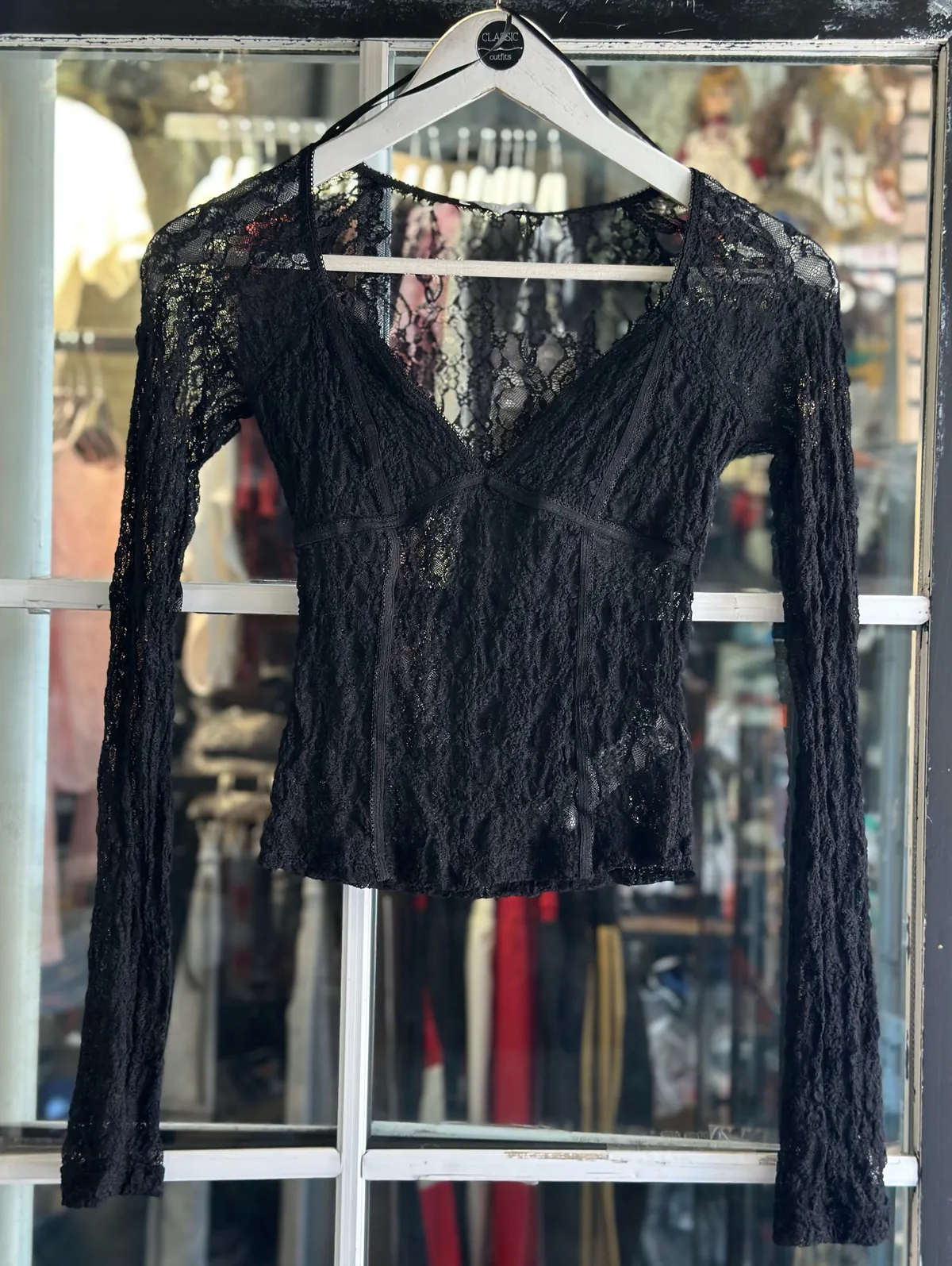 White Lace Long Sleeve Top