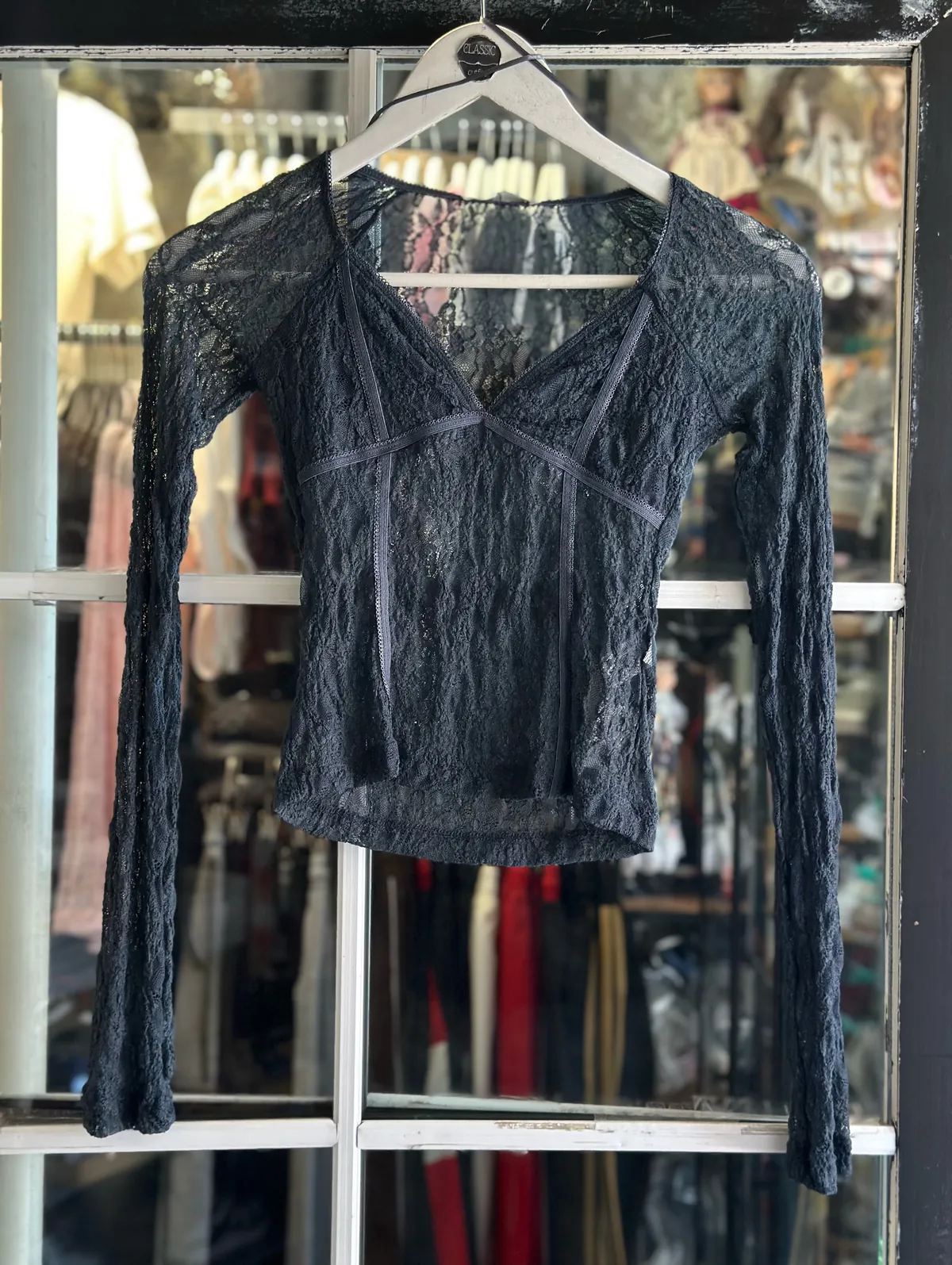 White Lace Long Sleeve Top