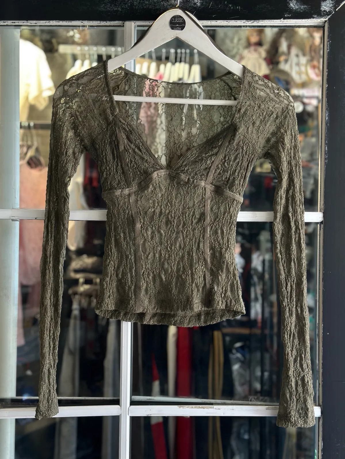 White Lace Long Sleeve Top
