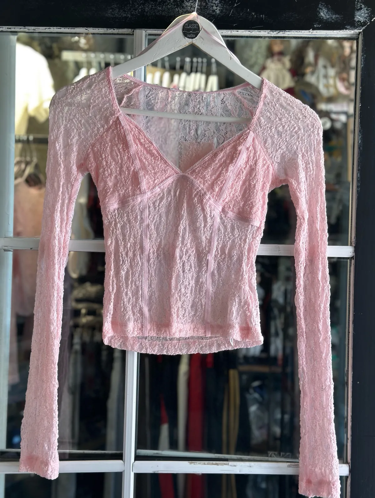 White Lace Long Sleeve Top