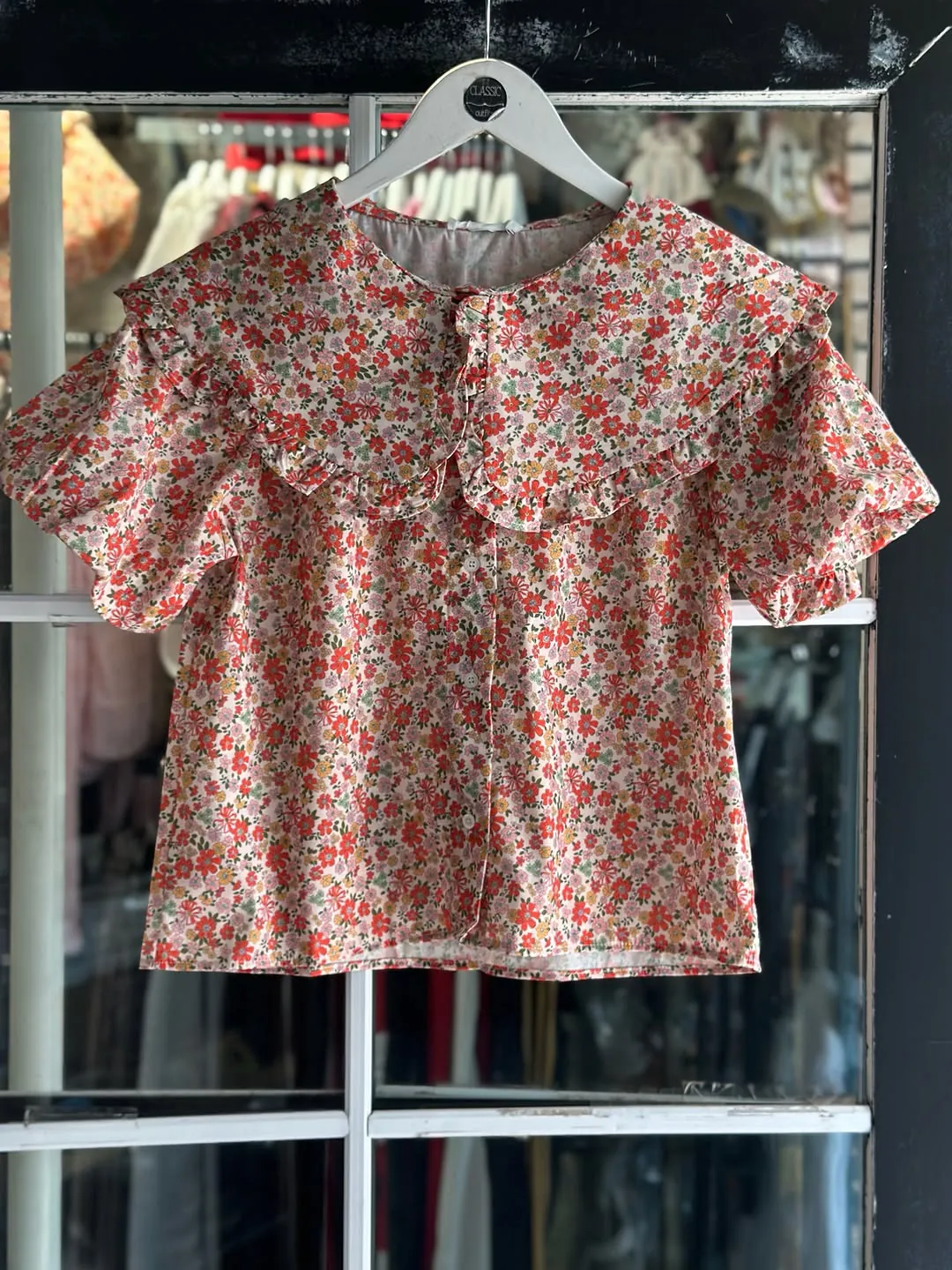 Floral Print Short-Sleeve Blouse
