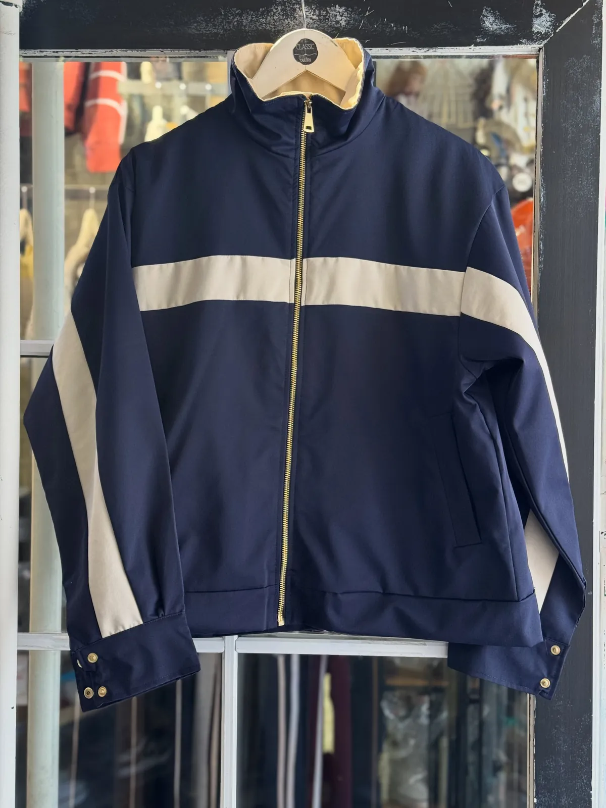 Navy Blue and White Sport Jacket