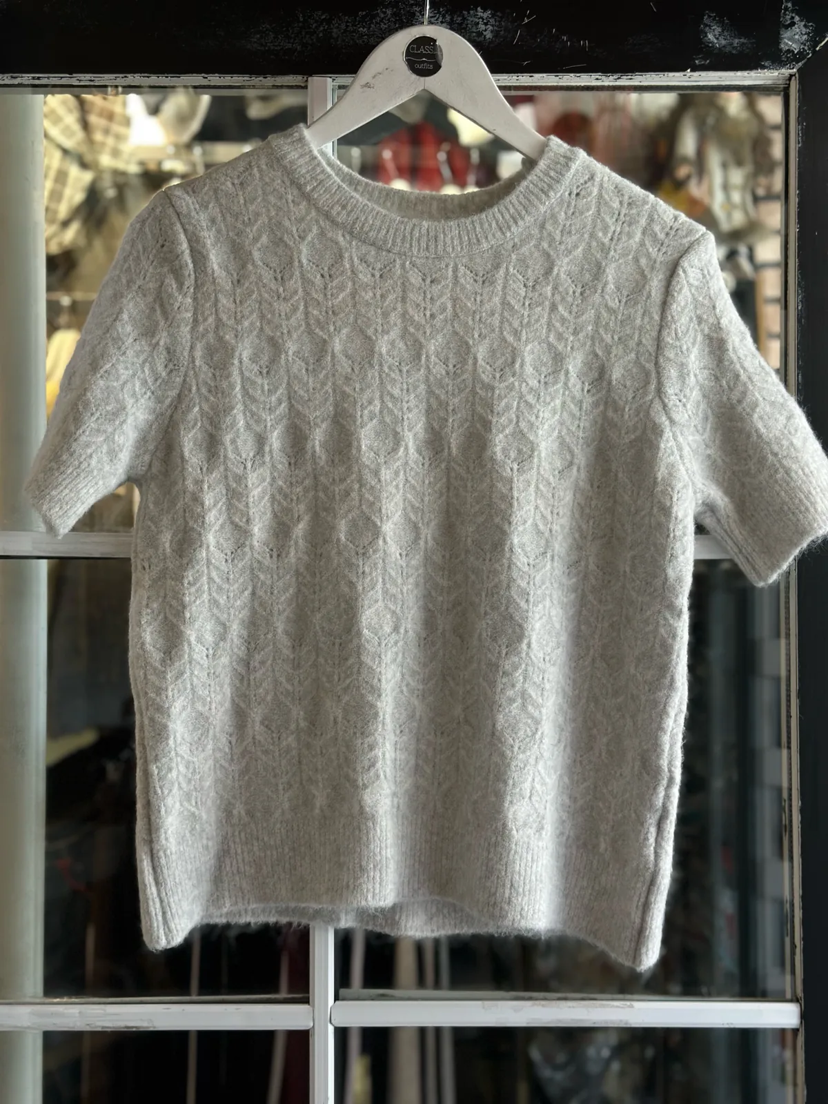 Light Blue Short Sleeve Knit Sweater