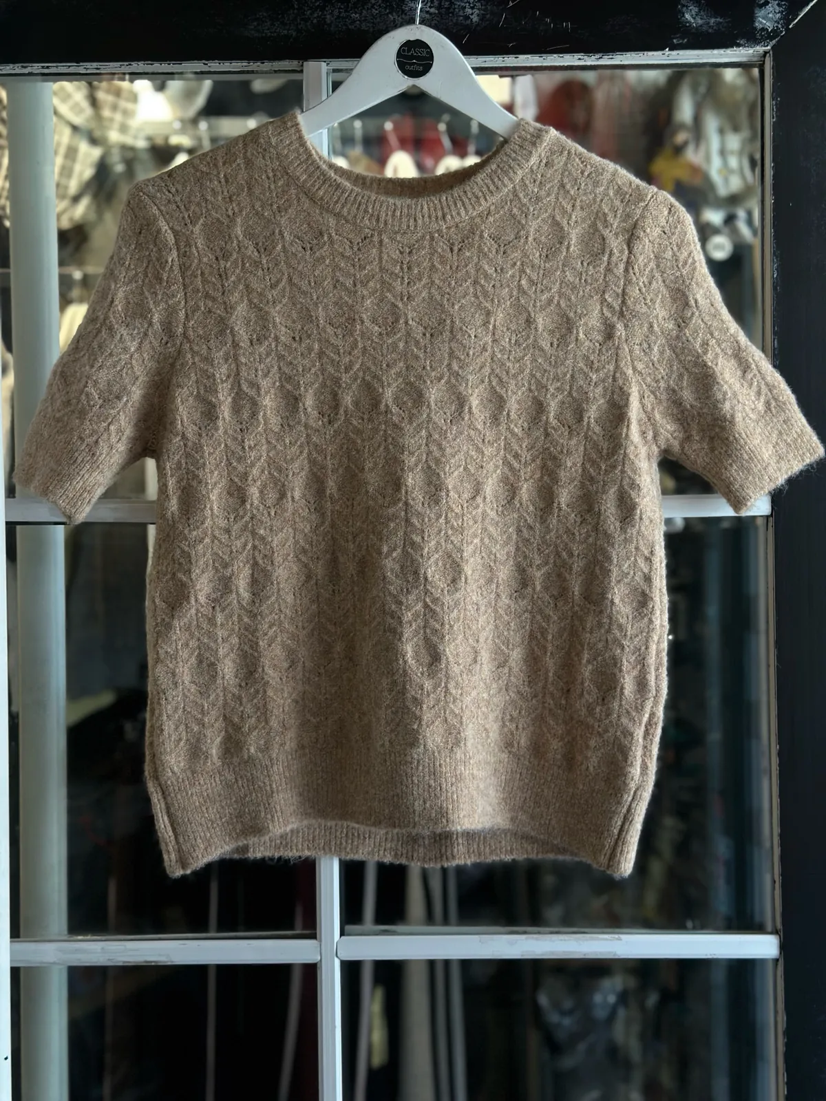 Light Blue Short Sleeve Knit Sweater