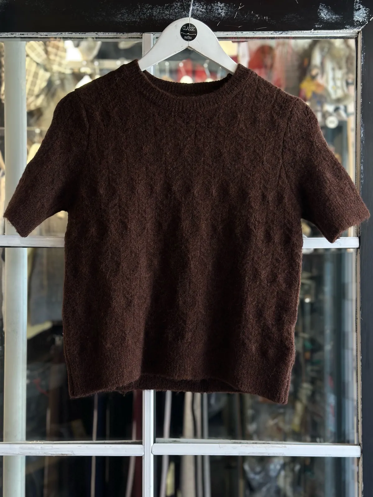 Light Blue Short Sleeve Knit Sweater