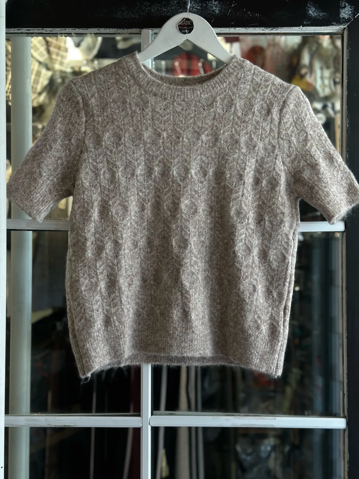 Light Blue Short Sleeve Knit Sweater