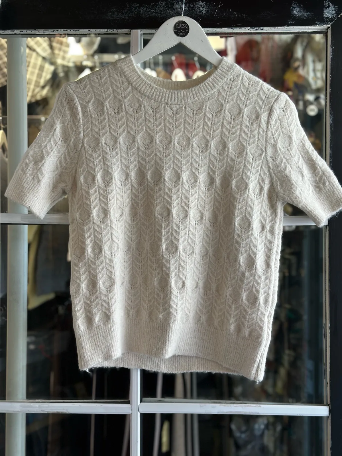 Light Blue Short Sleeve Knit Sweater