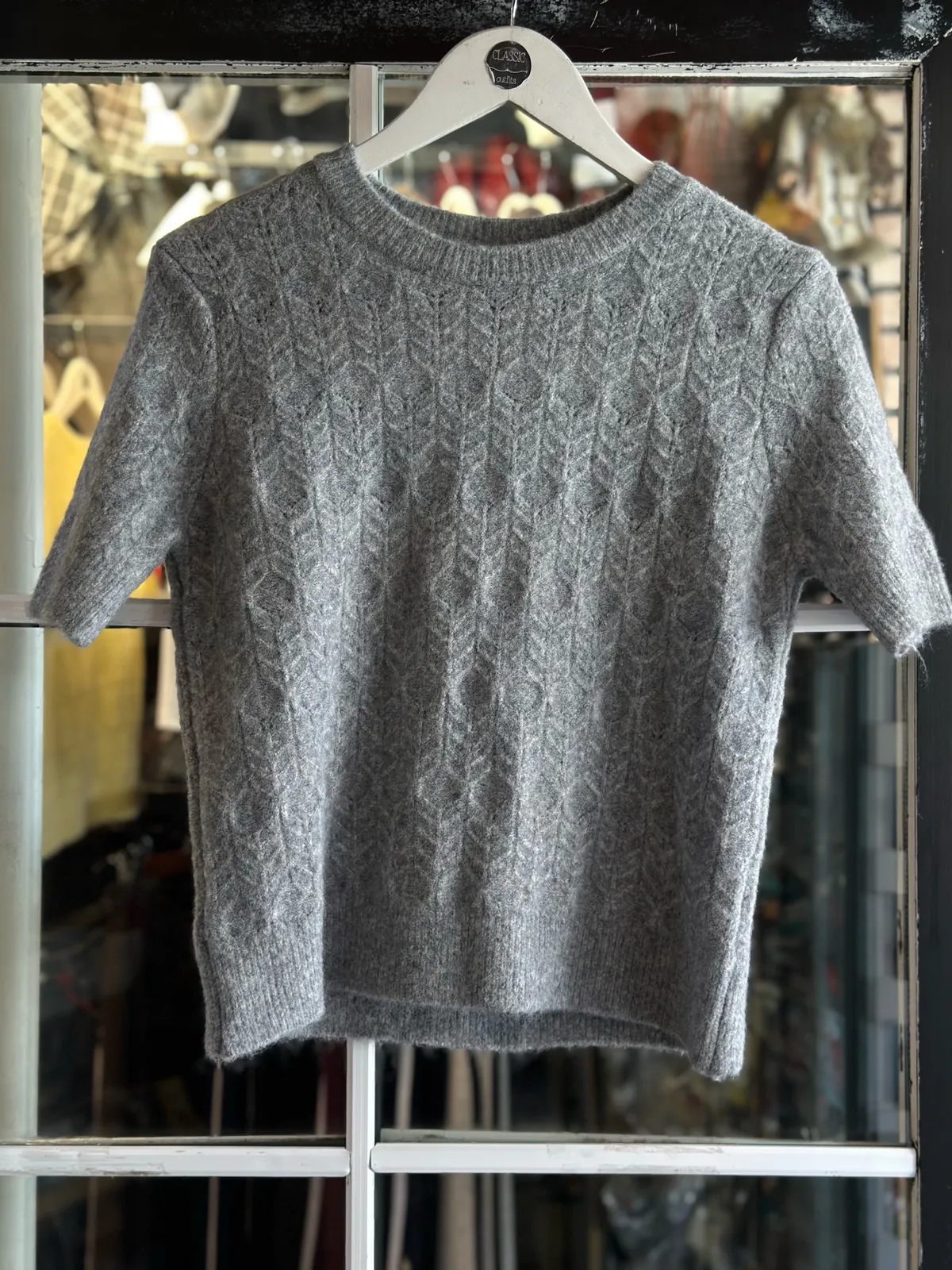 Light Blue Short Sleeve Knit Sweater