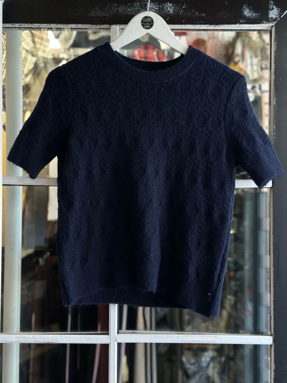 Light Blue Short Sleeve Knit Sweater