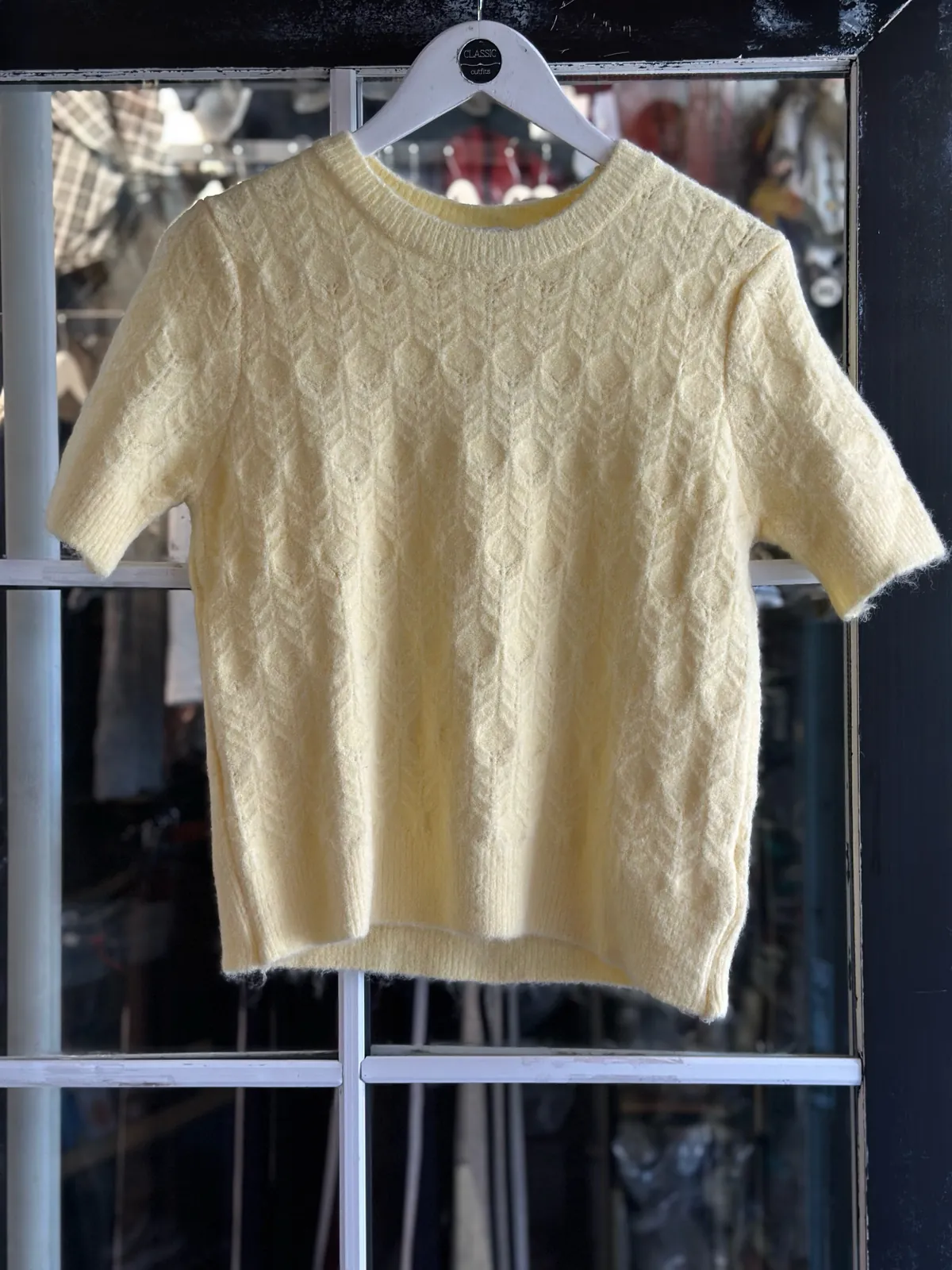 Light Blue Short Sleeve Knit Sweater
