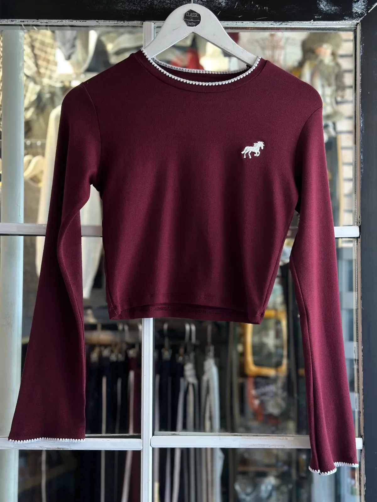 Navy Blue Long Sleeve Top