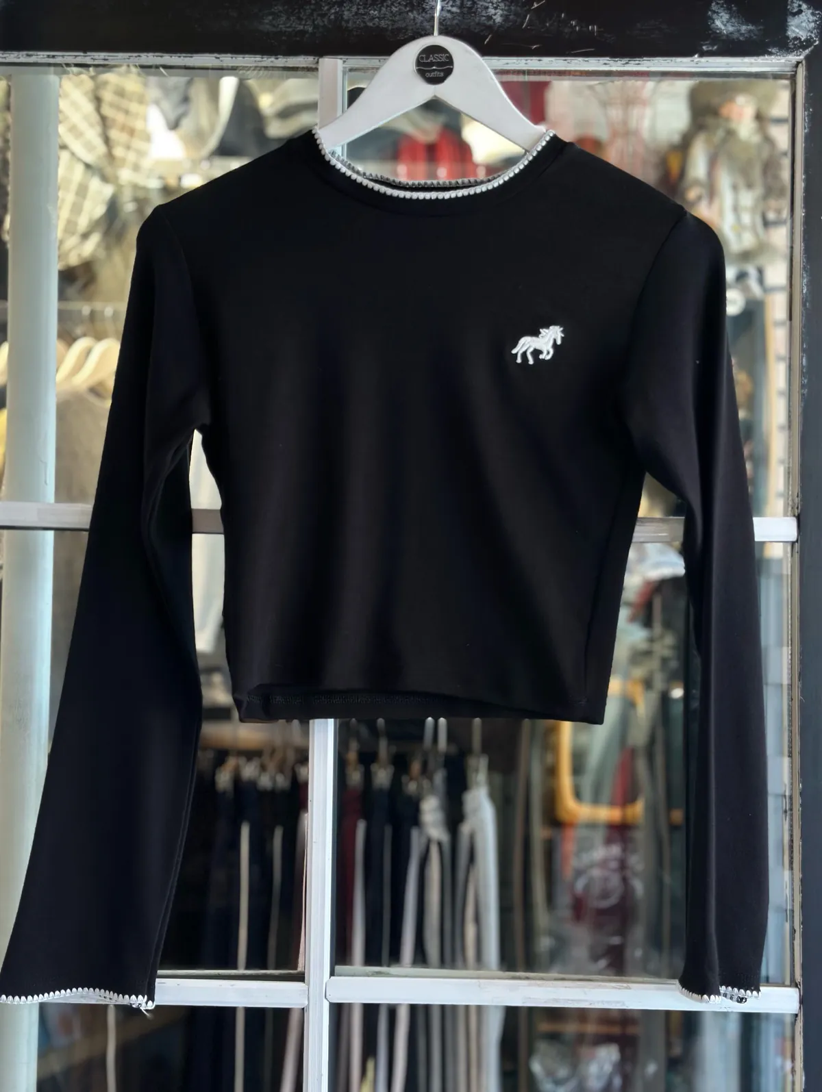 Navy Blue Long Sleeve Top