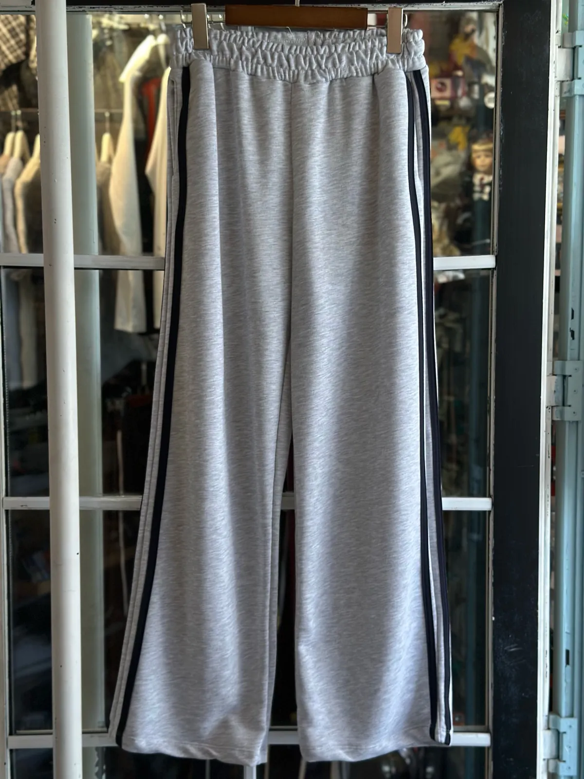 Grey Wide-Leg Track Pants