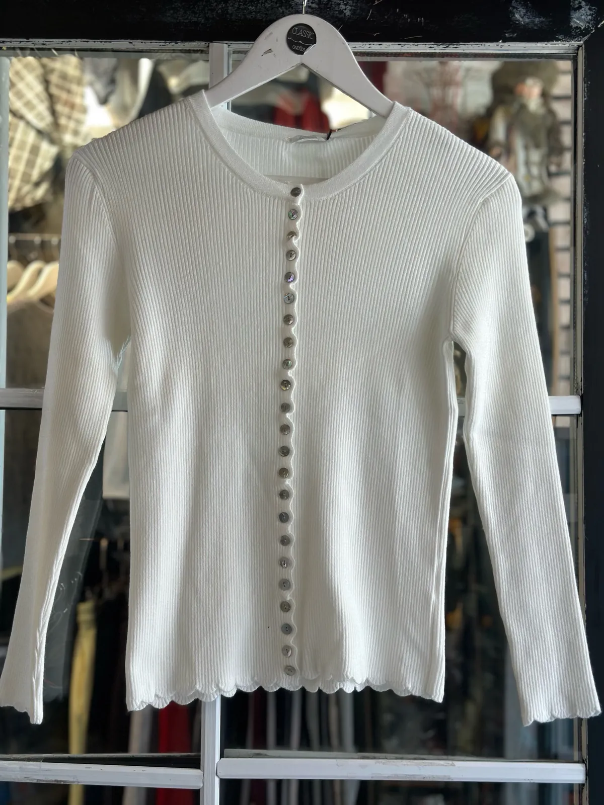 Brown Ribbed Button-Up Cardigan