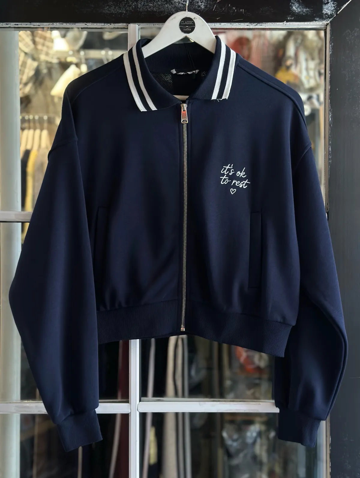 Navy Blue Bomber Jacket