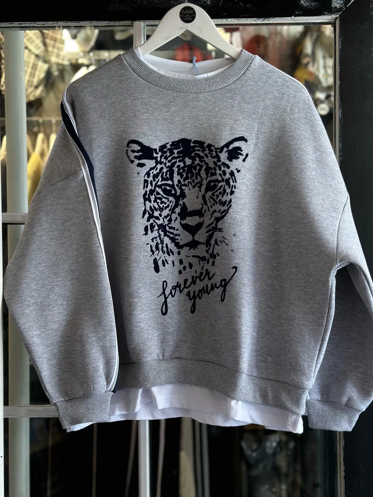 Grey Leopard Print Sweatshirt