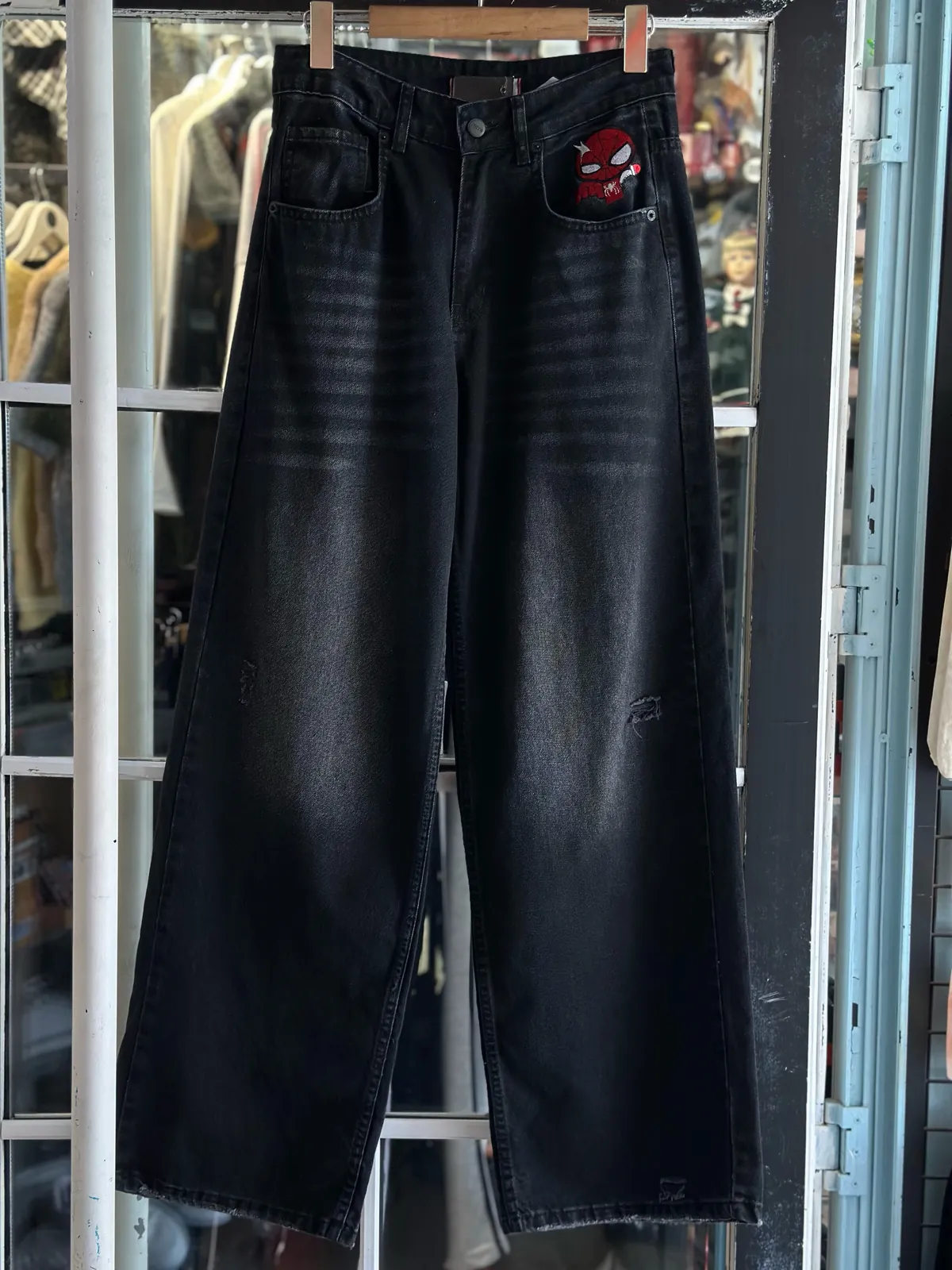 Black Jeans with Graphic Patch