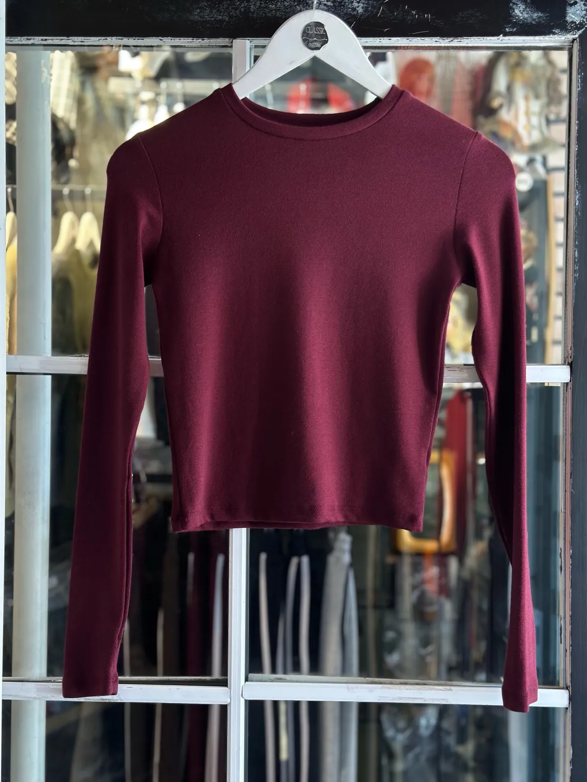 Burgundy Long Sleeve Top