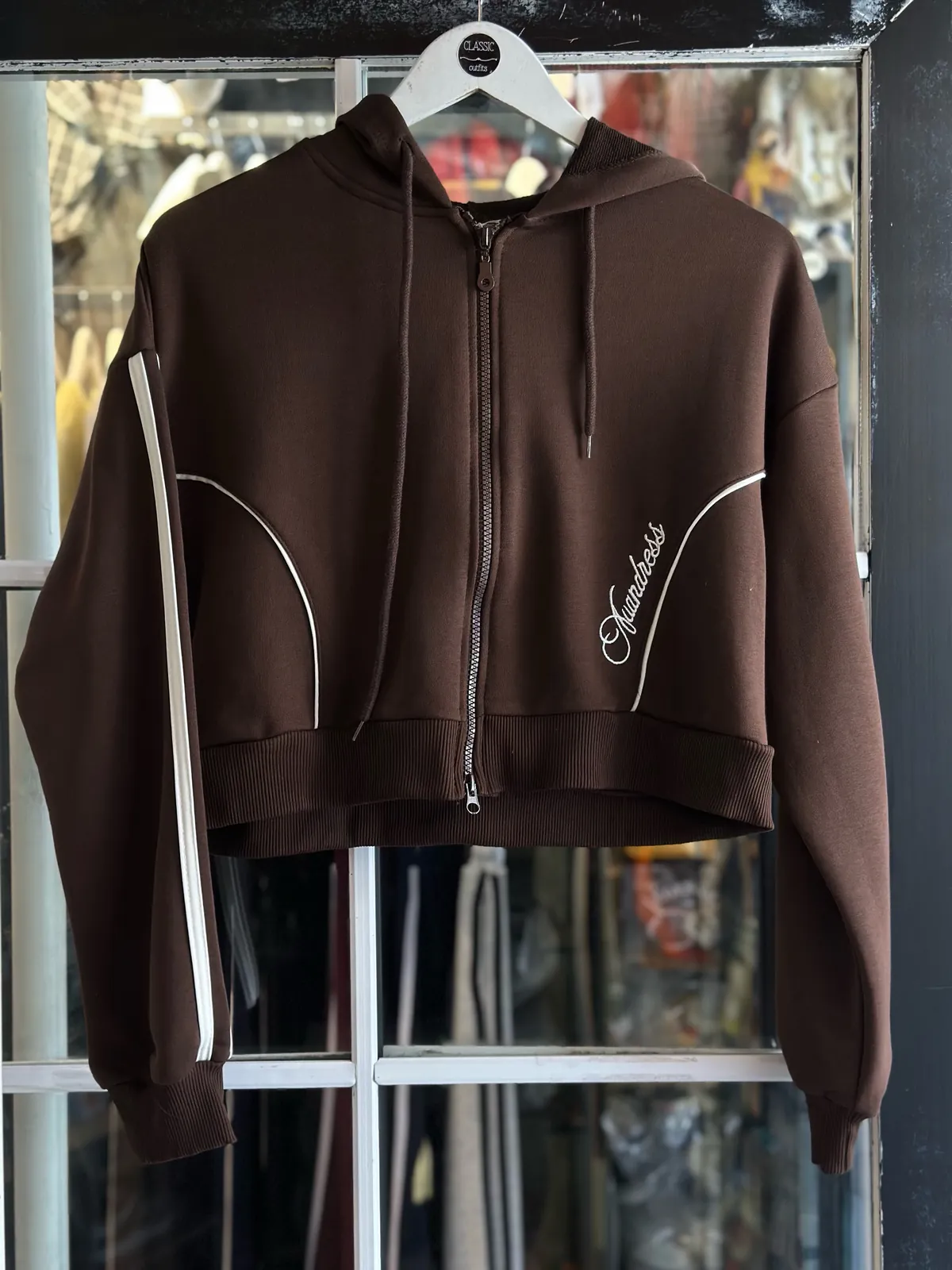 Black Cropped Zip-up Hoodie