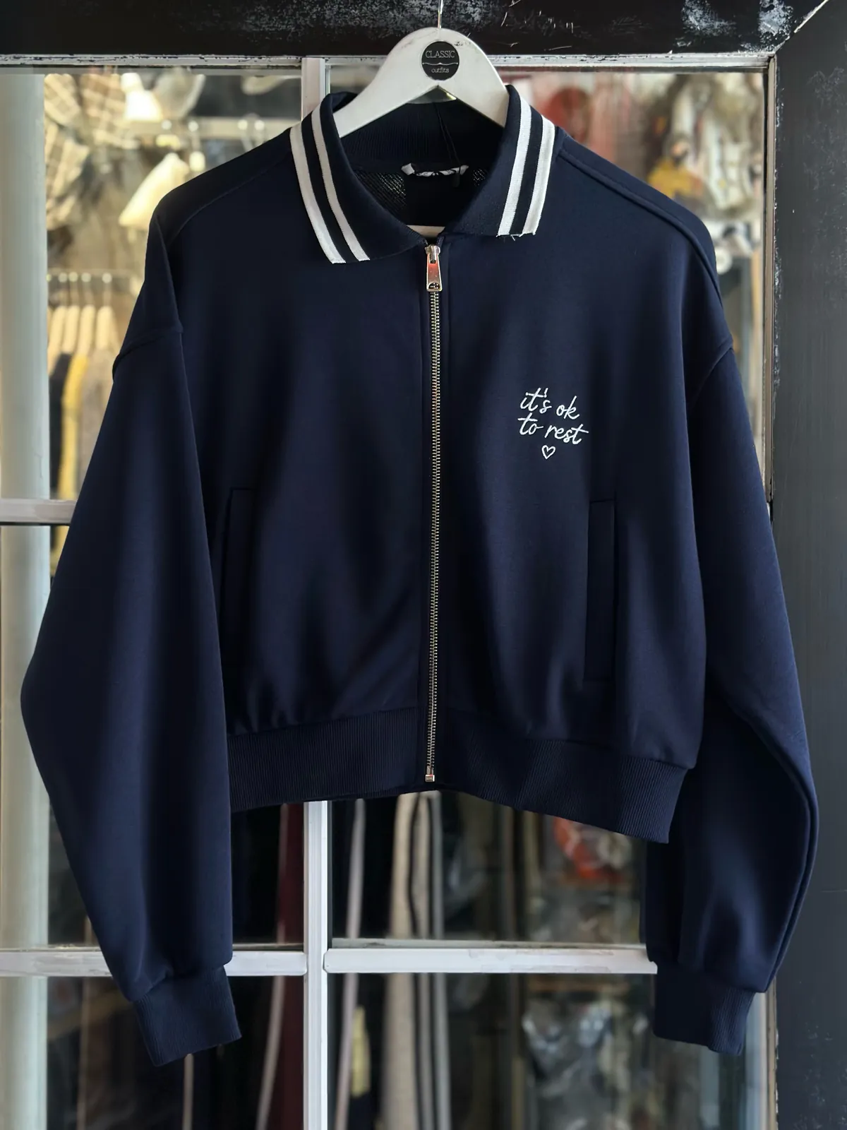Navy Blue Bomber Jacket