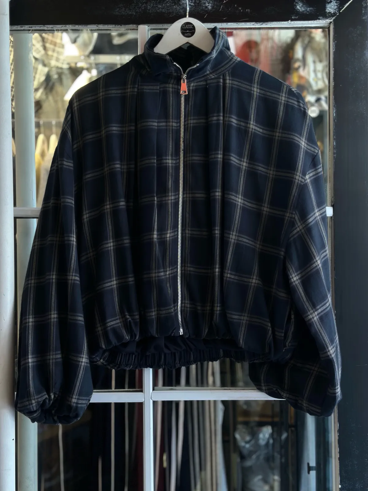Brown Plaid Zip-up Jacket