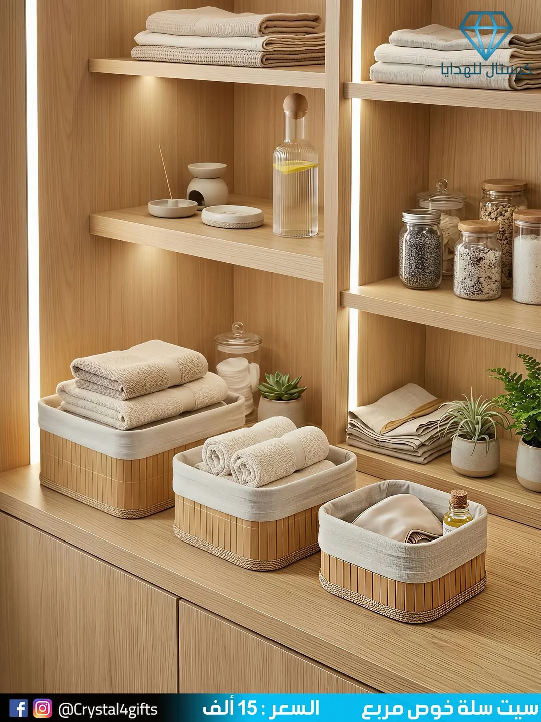 Square wicker basket set