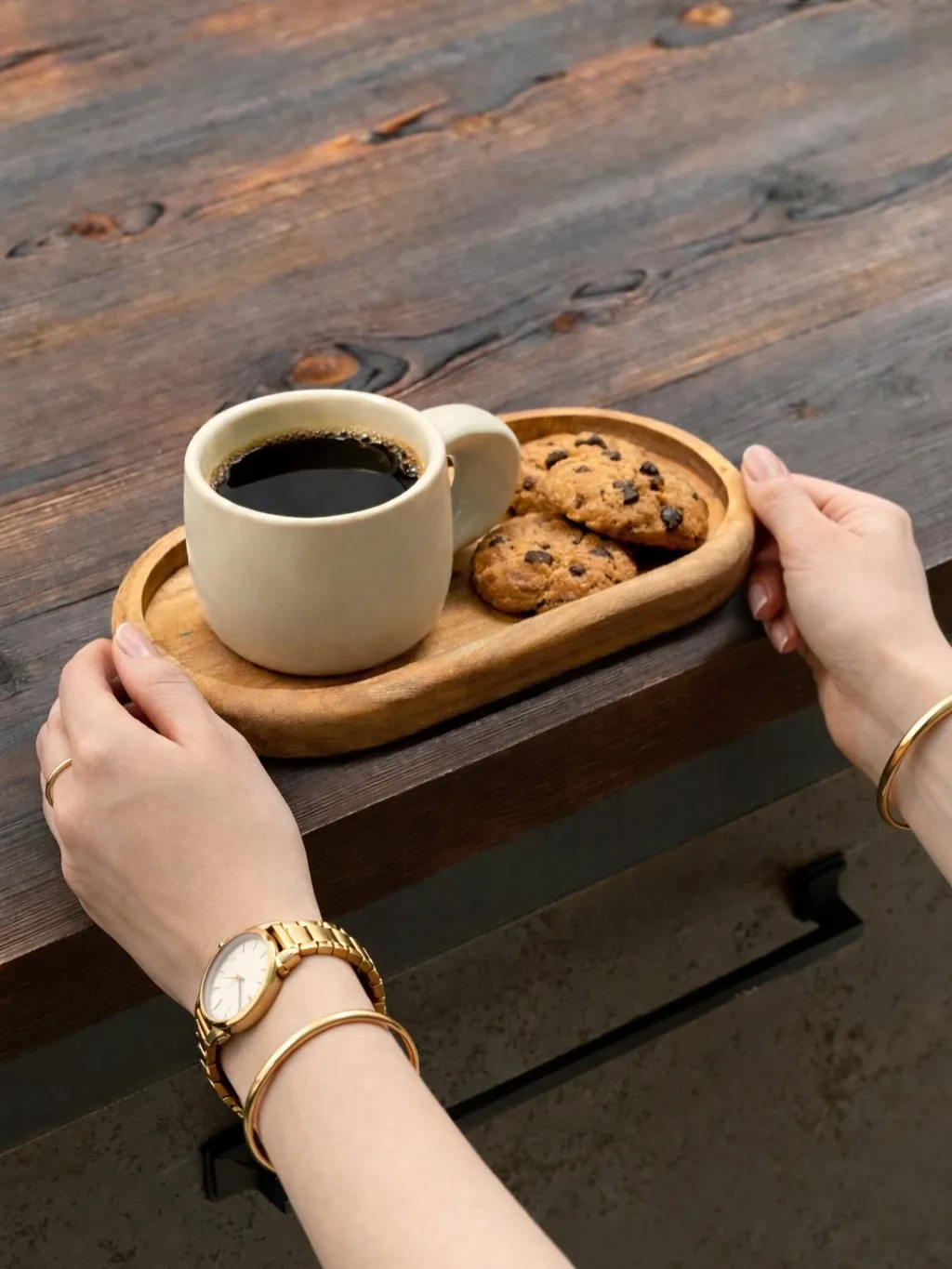 Mug and Natural Wood Plate