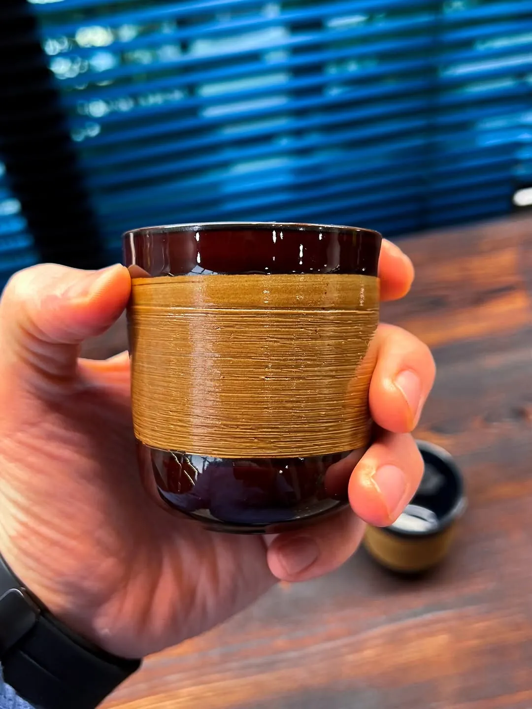 Tea Cup 180ml - Navy Blue and Maroon