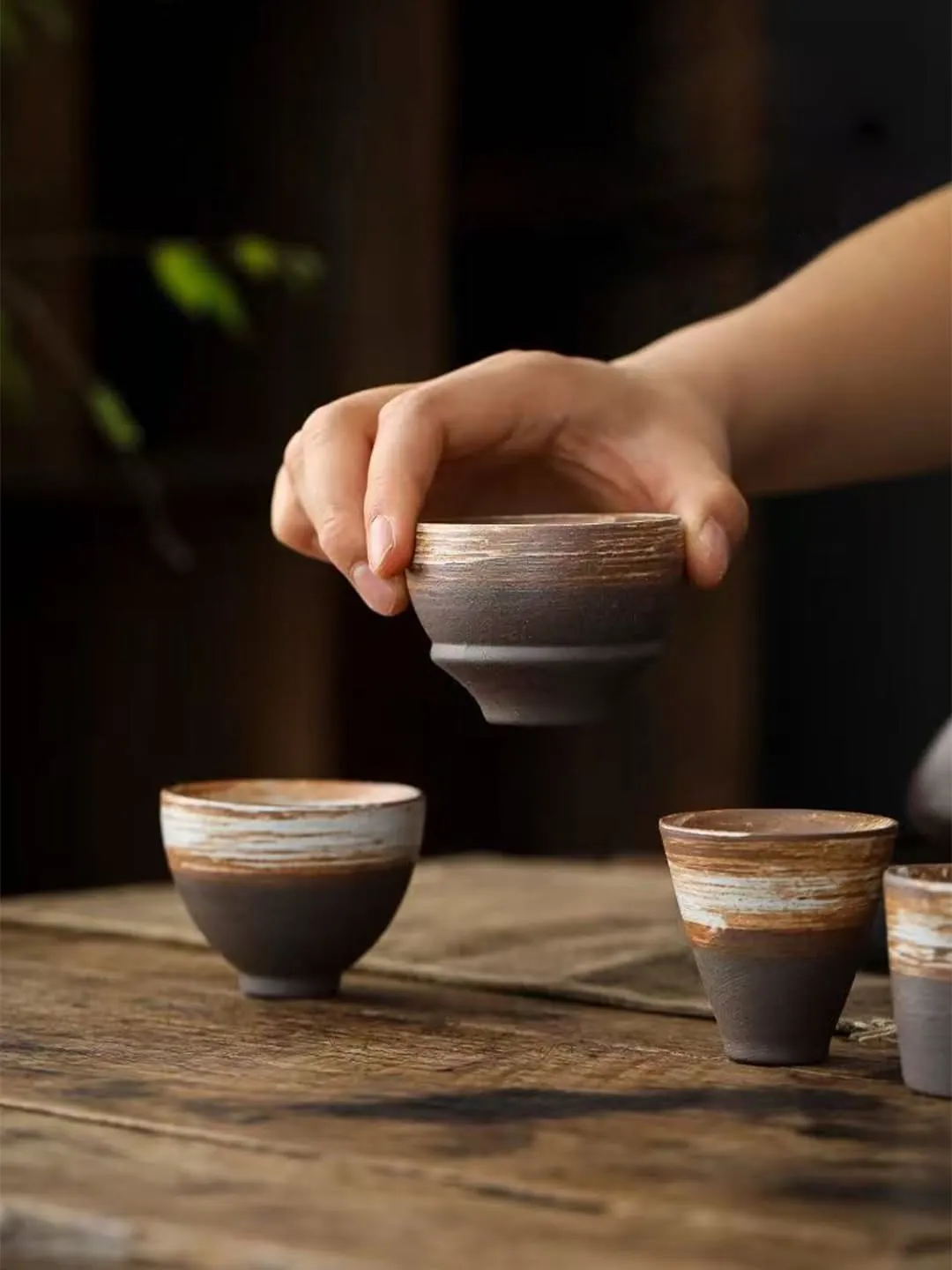 Brown Stone Cup/Saucer