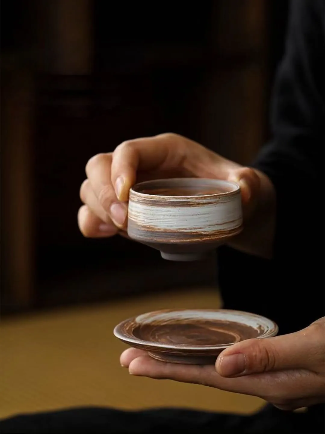 Brown Stone Cup/Saucer