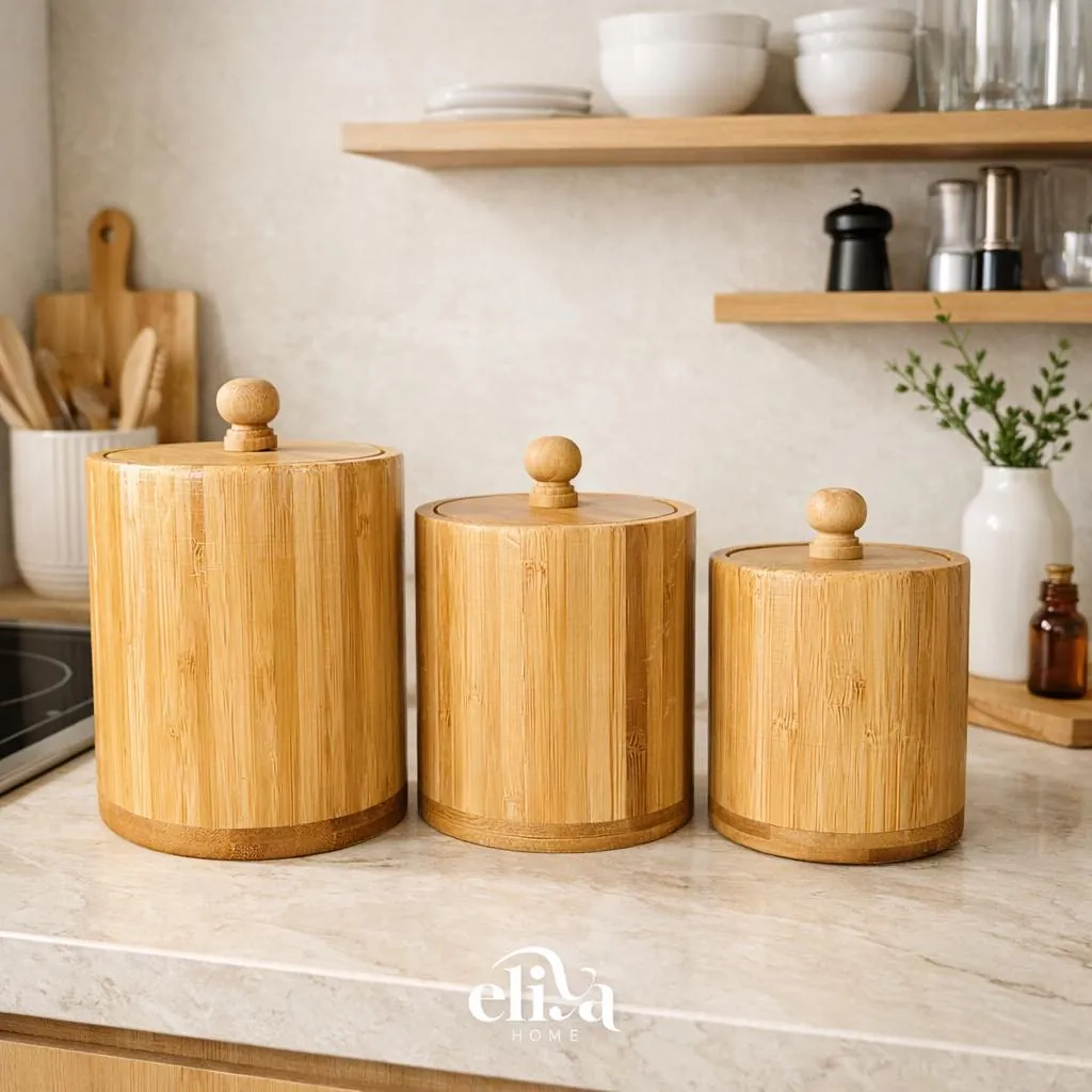 Three-Piece Wooden Sugar Bowl Set