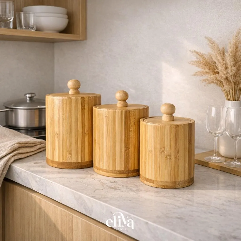 Three-Piece Wooden Sugar Bowl Set