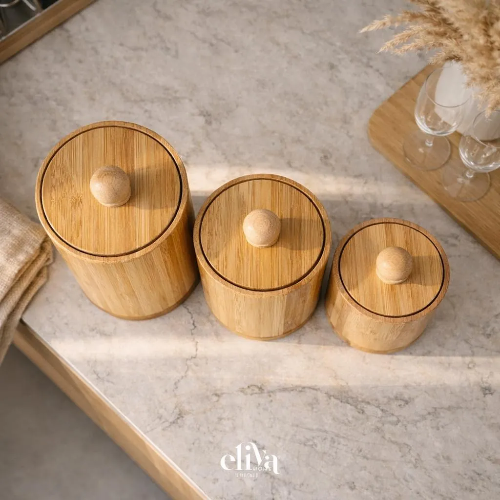 Three-Piece Wooden Sugar Bowl Set