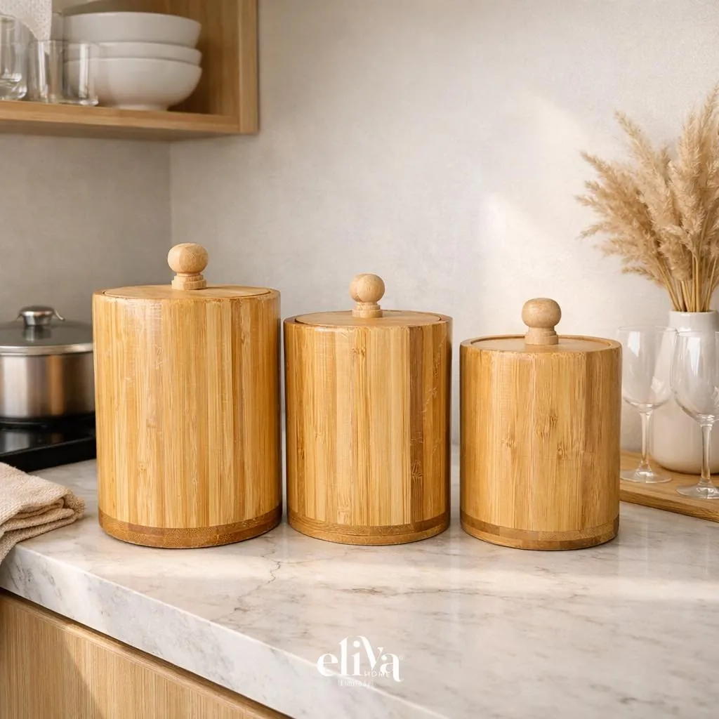 Three-Piece Wooden Sugar Bowl Set