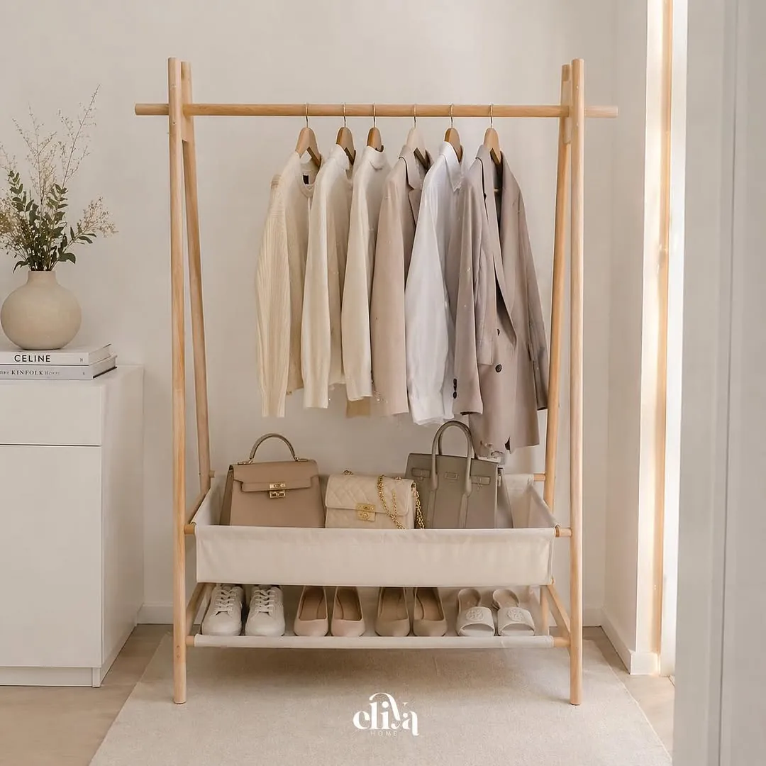 Bamboo Clothing Stand and Shelves
