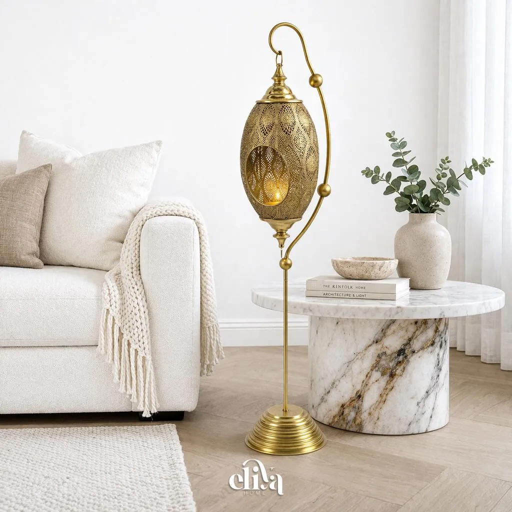 Elegant Chrome Iron Lantern Lamp