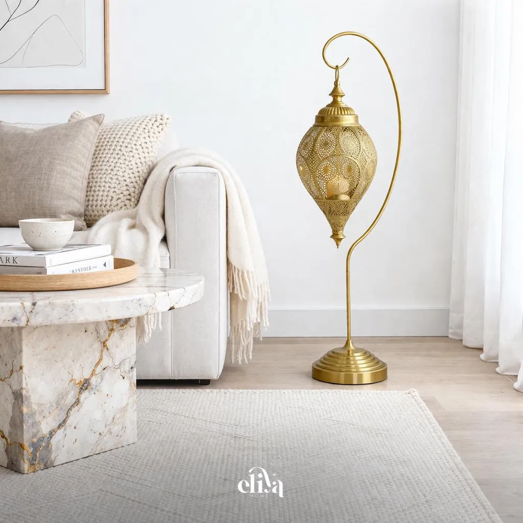 Elegant Chrome Iron Lantern Lamp