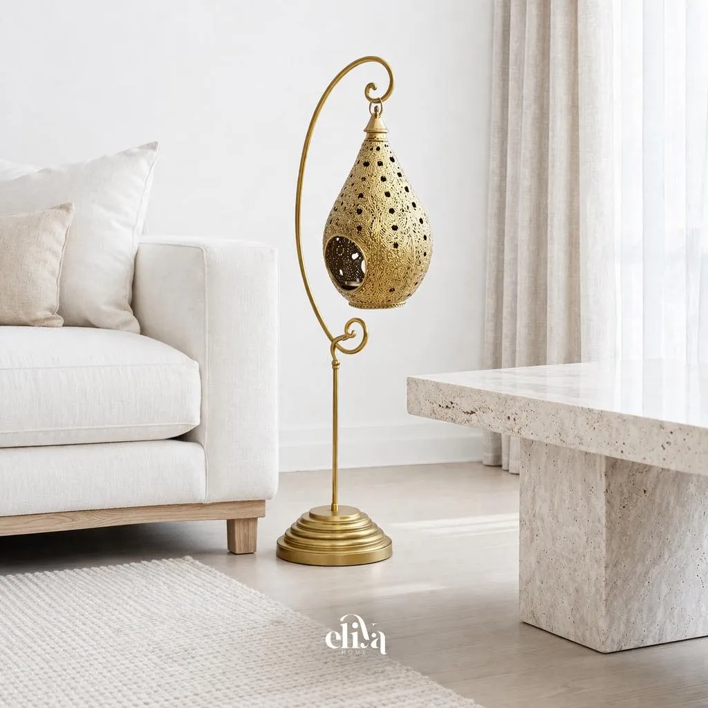 Elegant Chrome Iron Lantern Lamp